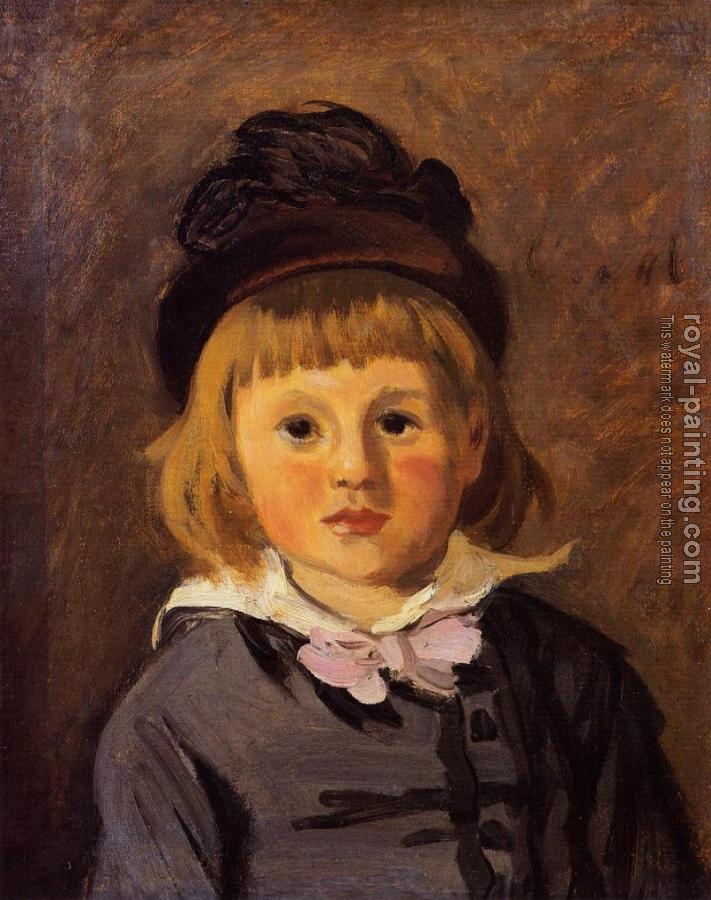 Claude Oscar Monet : Portrait of Jean Monet Wearing a Hat with a Pompom